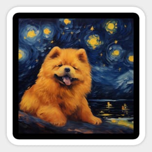 Happy Chow Chow Puppy Night Sticker